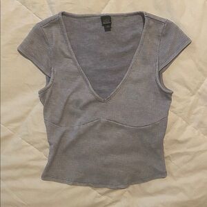 Wild Fable Light Gray Ribbed Top